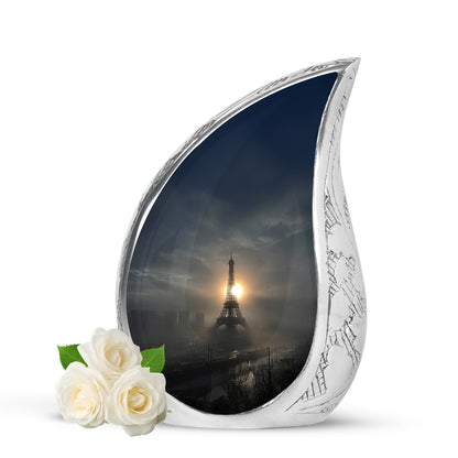 Black Eiffel Tower Remembrance Cremation Urns for Human Ashes - 10-inch, 200 cu in - Yatskia