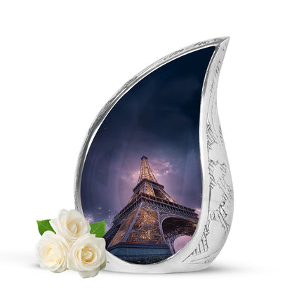 Personalized Eiffel Tower Cremation Urns - Wondrous Blue 10-inch, 200 cu in - Yatskia