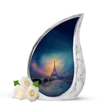 Inspiring Blue Eiffel Tower Devotion Urn for Human Ashes - 10-inch, 200 cu in - Yatskia