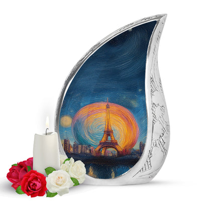 Personalized Elegant Eiffel Tower Cremation Urns - Blue 10-inch, 200 cu in - Yatskia