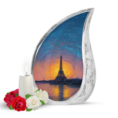 Regal Eiffel Tower Memorial Cremation Urns - Blue 10-inch, 200 cu in - Yatskia