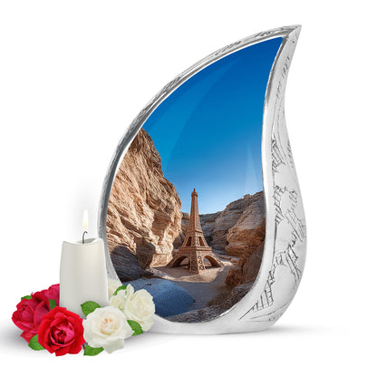 Remarkable Eiffel Tower Memorial Cremation Urns - Blue 10-inch, 200 cu in - Yatskia