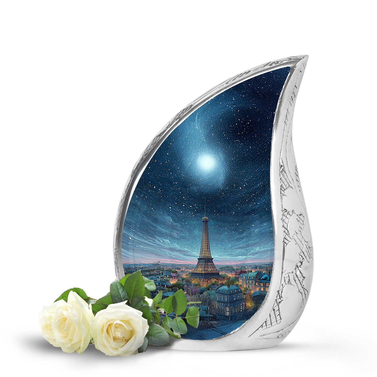 Stunning Blue Eiffel Tower Remembrance Urn for Human Ashes - 10-inch, 200 cu in - Yatskia