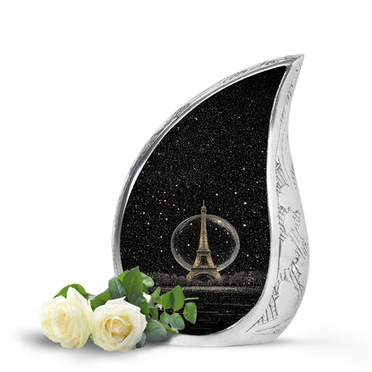 Dignified Black Eiffel Tower Cremation Urn for Ashes - 10-inch, 200 cu in - Yatskia