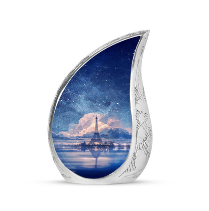 Blue Stately Eiffel Tower Cremation Urns for Human Ashes - 10-inch, 200 cu in - Yatskia