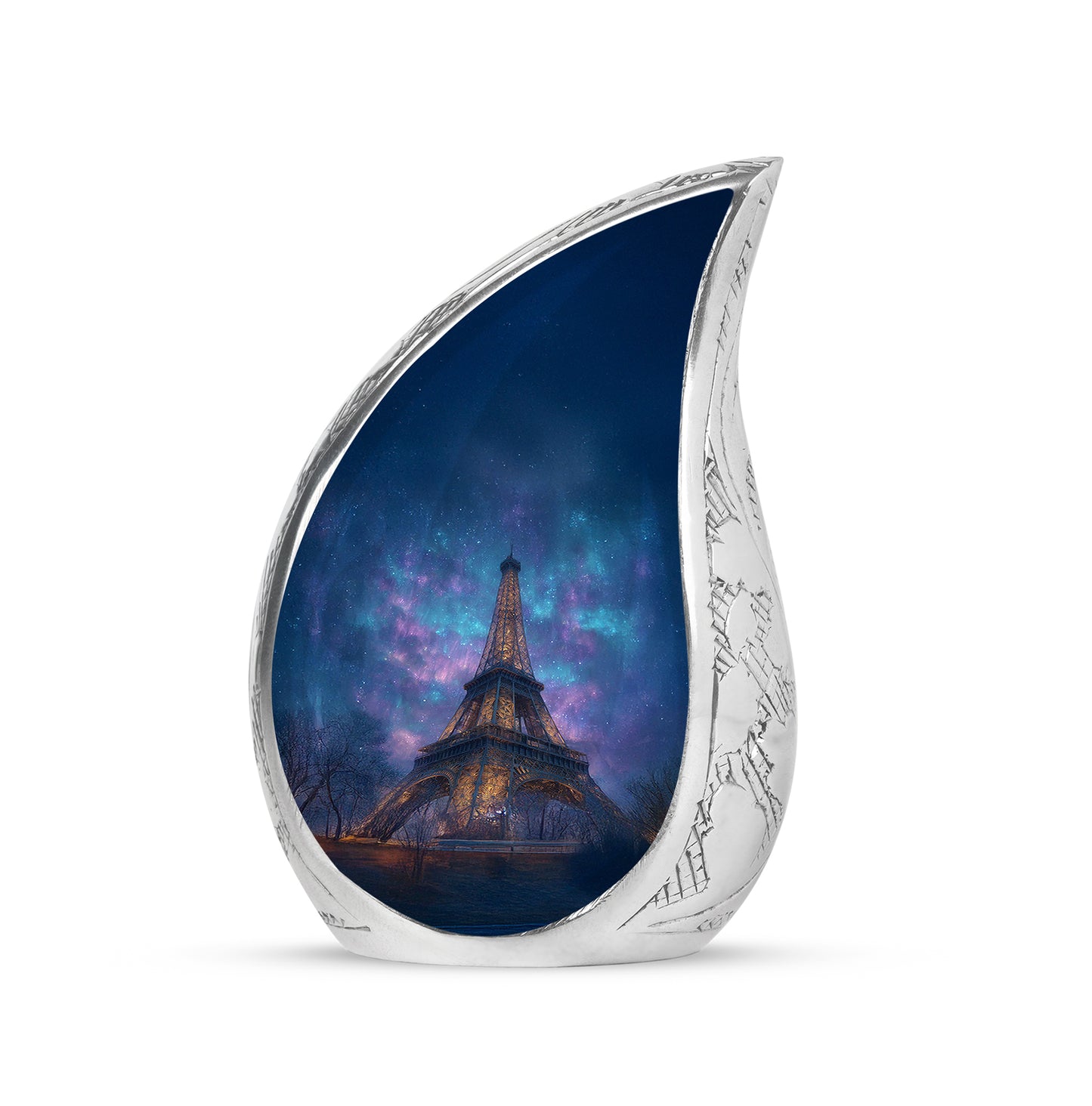 Personalized Blue Cherished Eiffel Tower Cremation Urns for Human Ashes - 10-inch, 200 cu in - Yatskia