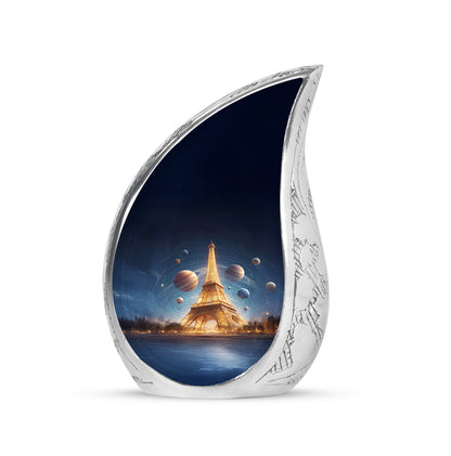 Lustrous Eiffel Tower Cremation Urns for Human Ashes - Blue 10-inch - Yatskia