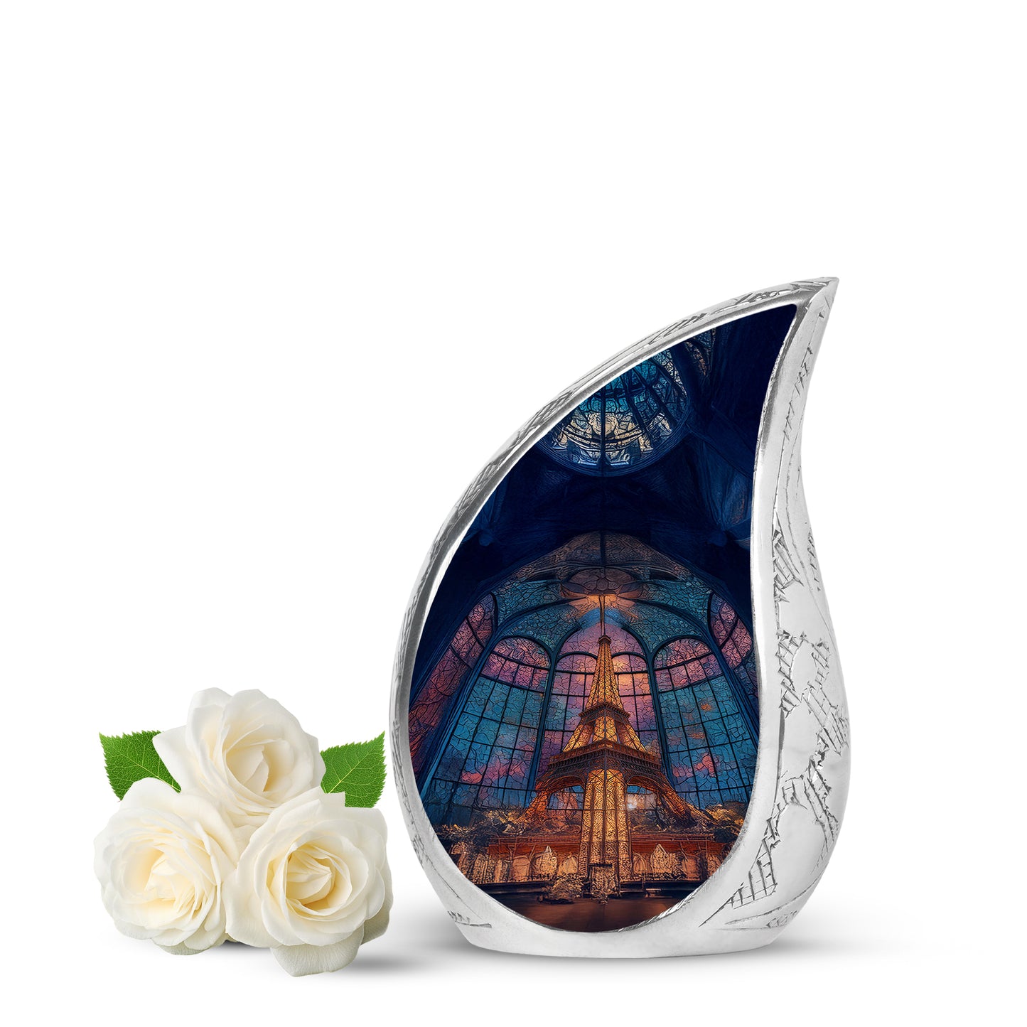 Personalized Blue Eiffel Tower Cremation Urns for Ashes - Transcendent 10-inch - Yatskia