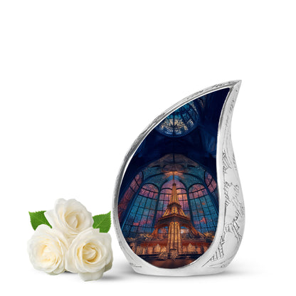 Personalized Blue Eiffel Tower Cremation Urns for Ashes - Transcendent 10-inch - Yatskia