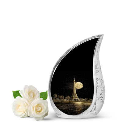 Personalized Eiffel Tower Cremation Urns - Wondrous Black 10-inch, 200 cu in - Yatskia