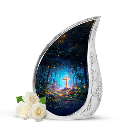 Personalized Blue Cross Cremation Urns for Ashes - Enchanting 10-inch - Yatskia