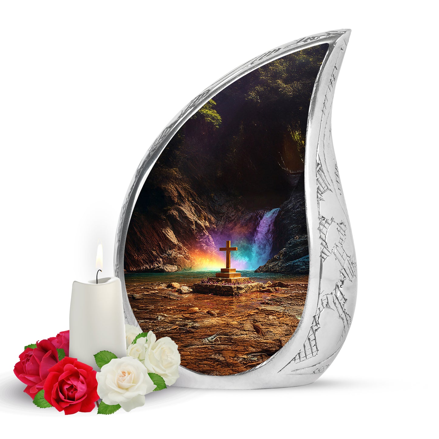 Black Cross Cremation Urns - Opulent Resting Place 10-inch, 200 cu in - Yatskia