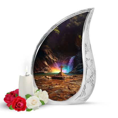 Black Cross Cremation Urns - Opulent Resting Place 10-inch, 200 cu in - Yatskia