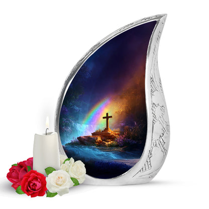 Regal Cross Memorial Cremation Urns - Pink 10-inch, 200 cu in - Yatskia