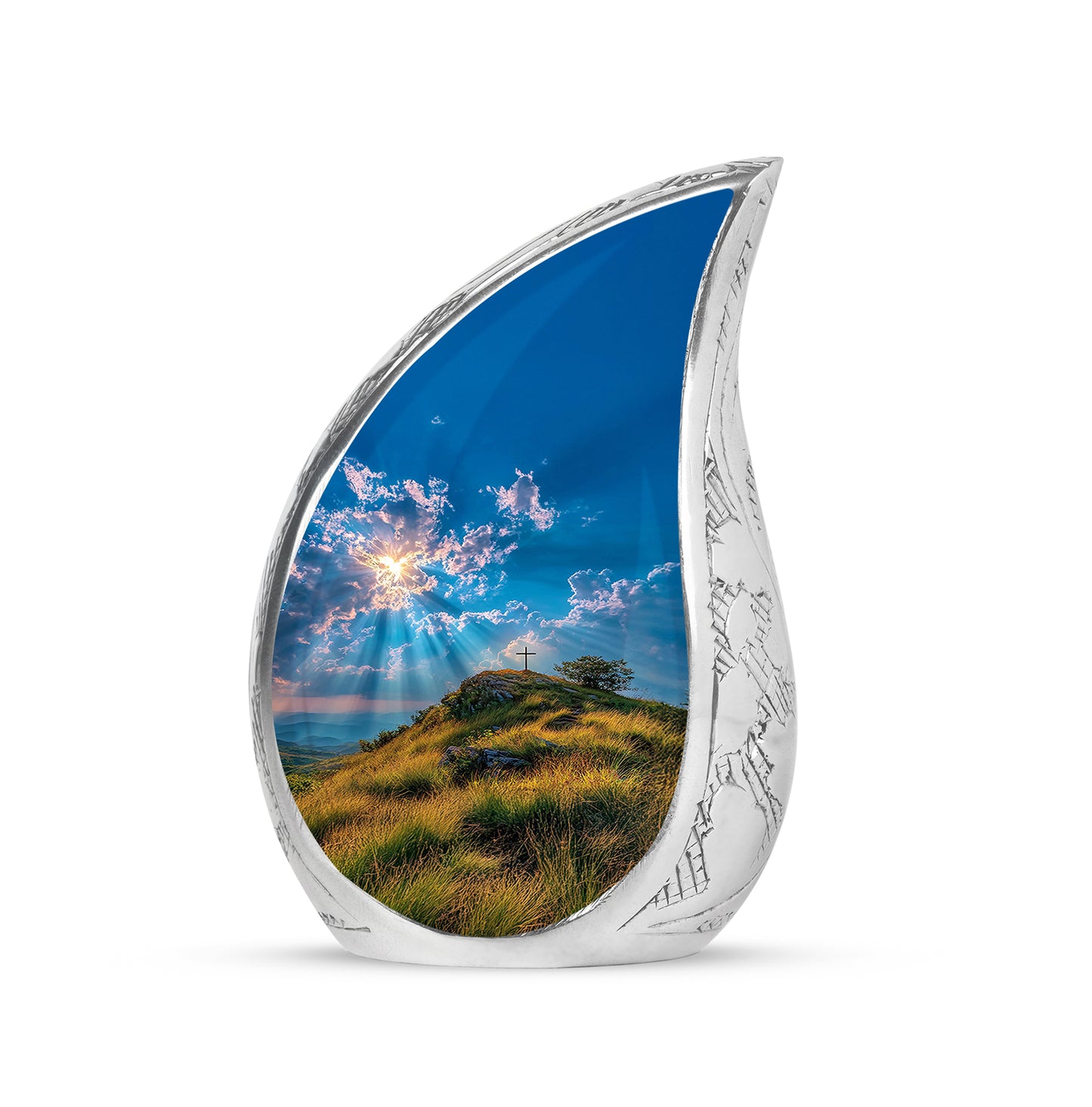 Personalized Magnificent Cross Cremation Urns - Blue 10-inch, 200 cu in - Yatskia