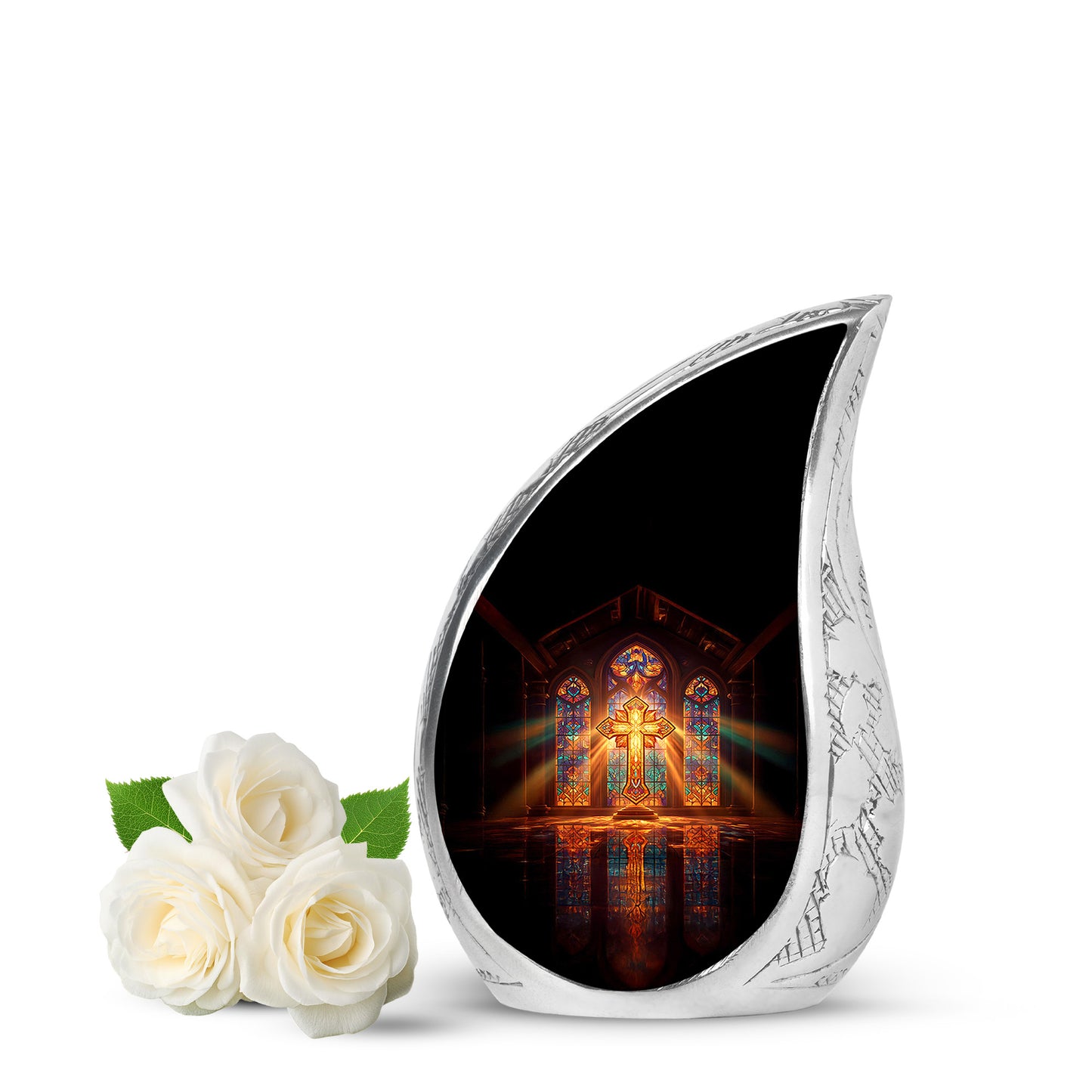 Personalized Red Steadfast Cross Cremation Urns for Human Ashes - 10-inch, 200 cu in - Yatskia