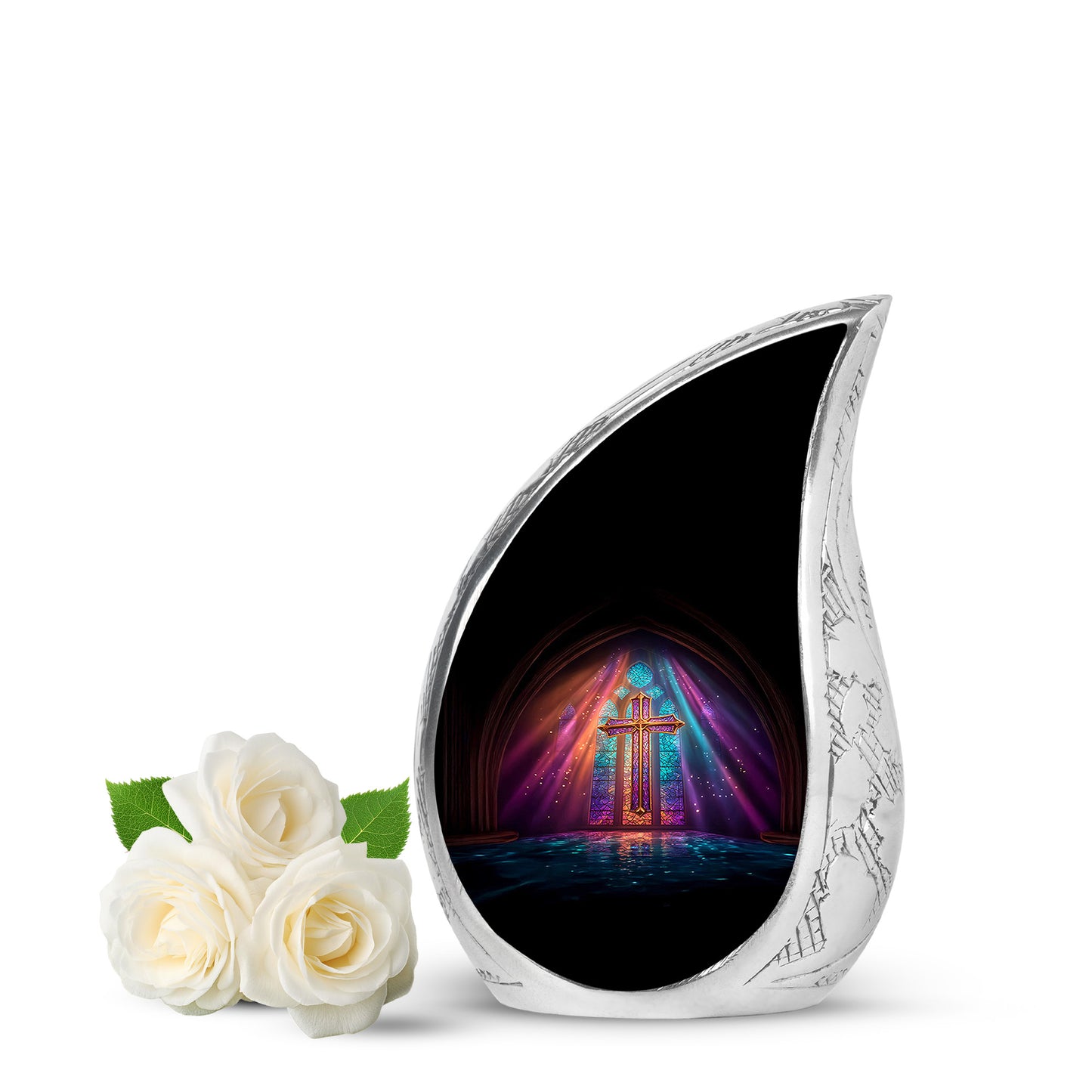 Personalized Eternal Cross Cremation Urns - Black 10-inch, 200 cu in - Yatskia