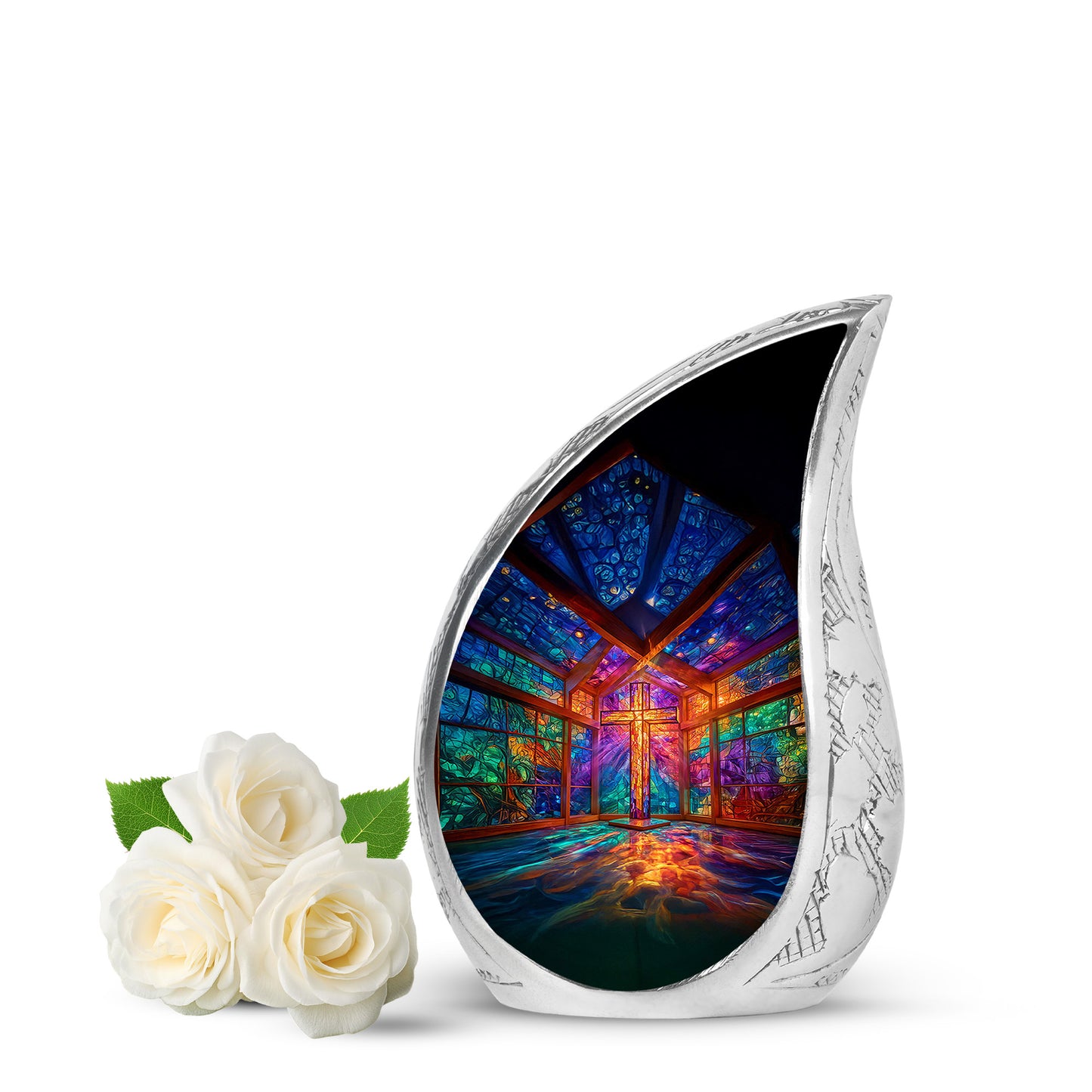 Divine Purple Cross Cremation Urn for Ashes - 10-inch, 200 cu in - Yatskia