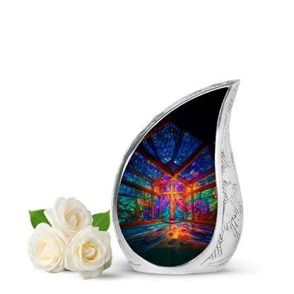 Divine Purple Cross Cremation Urn for Ashes - 10-inch, 200 cu in - Yatskia