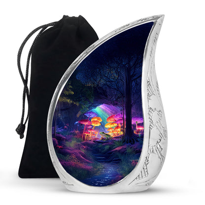 Sapphire Blue Frog Cremation Urn front view showing detailed design - graceful tear-shaped urn with frog motif - full-size 10 inch 200 cubic inch adult cremation urn