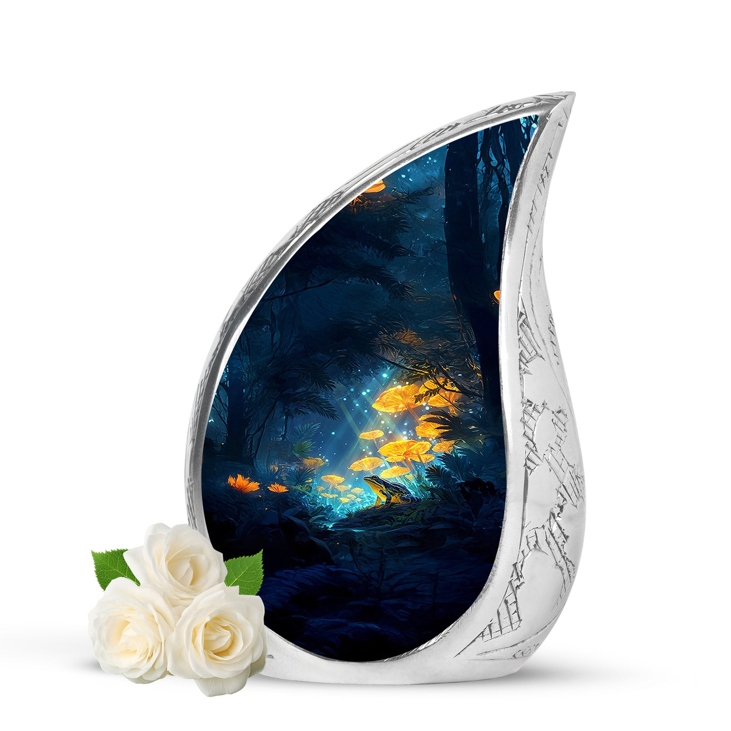 Personalized Blue Steadfast Frog Cremation Urns for Human Ashes - 10-inch, 200 cu in - Yatskia