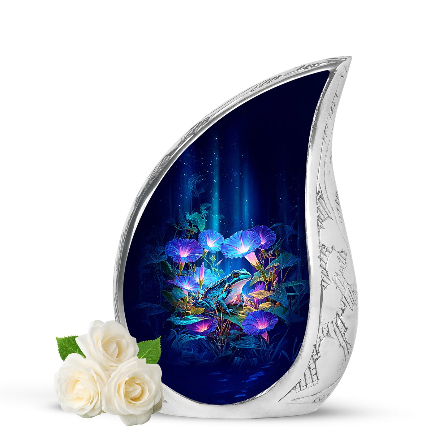 Personalized Blue Frog Cremation Urns for Ashes - Transcendent 10-inch - Yatskia