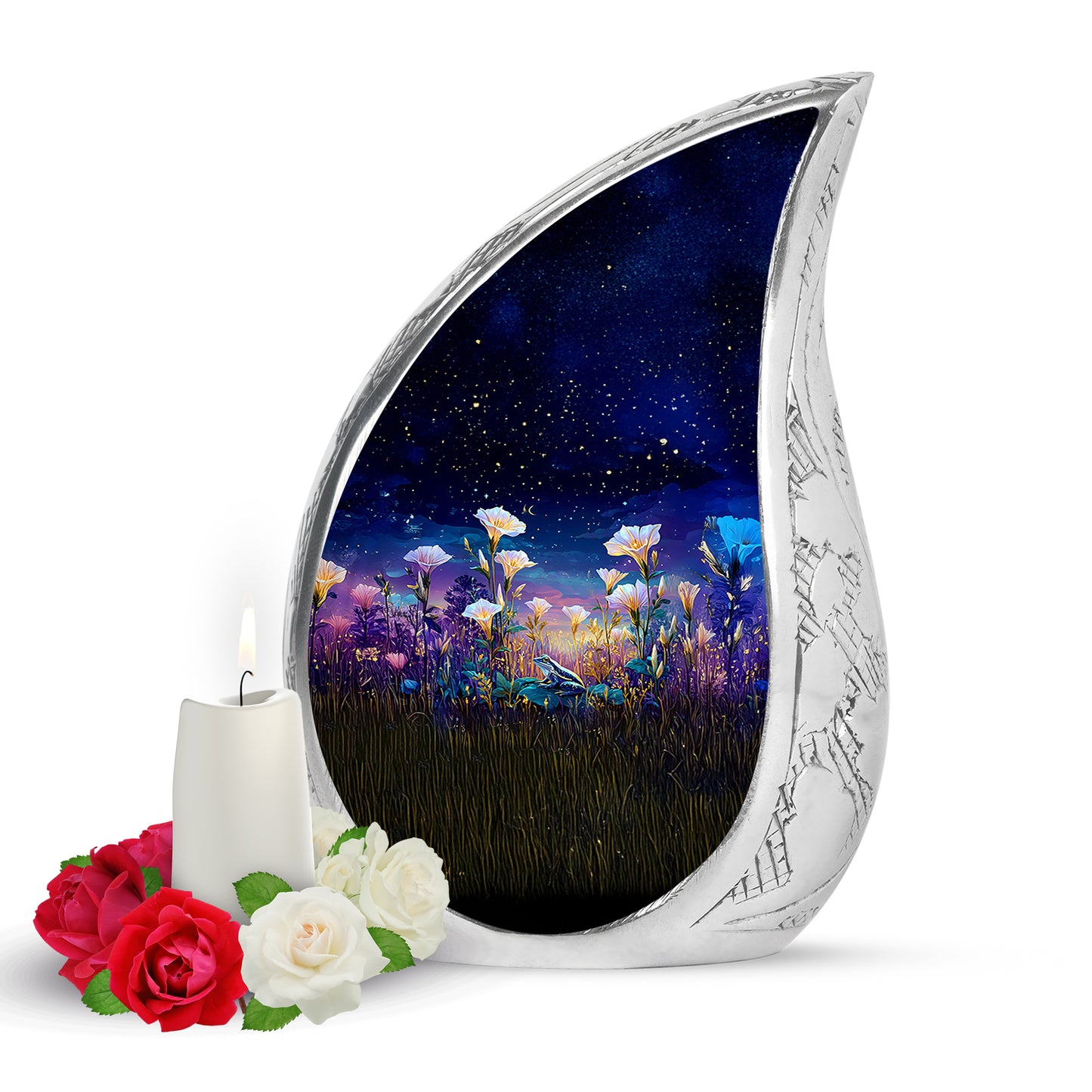 Graceful Blue Frog Comfort Urn for Human Ashes - 10-inch, 200 cu in - Yatskia