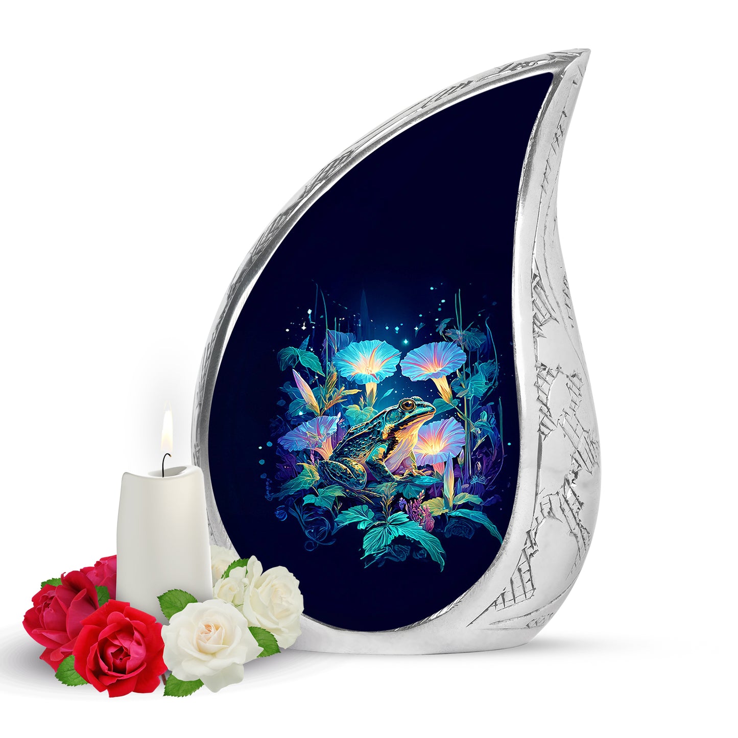 Personalized Frog Cremation Urns - Eminent Blue 10-inch, 200 cu in - Yatskia