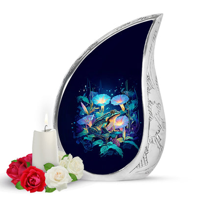 Personalized Frog Cremation Urns - Eminent Blue 10-inch, 200 cu in - Yatskia