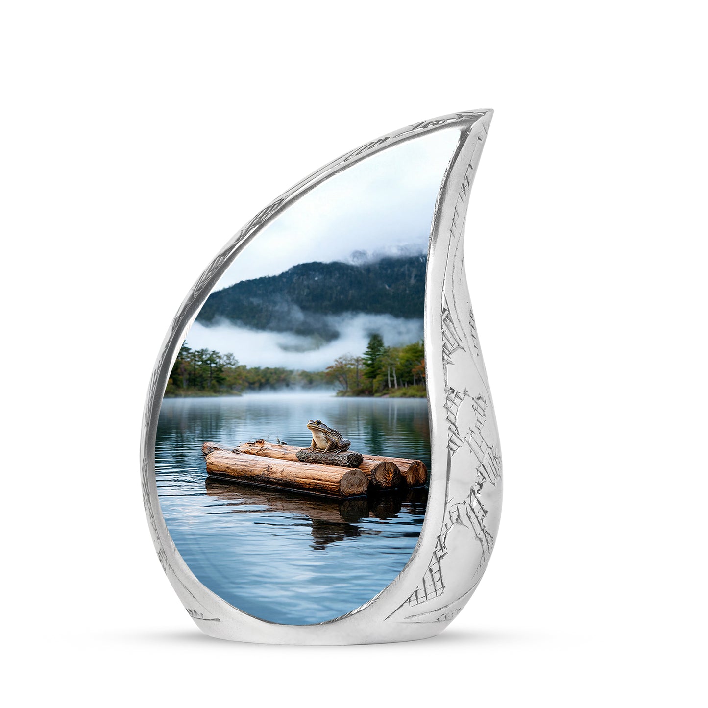 Personalized Silver Cherished Frog Cremation Urns for Human Ashes - 10-inch, 200 cu in - Yatskia