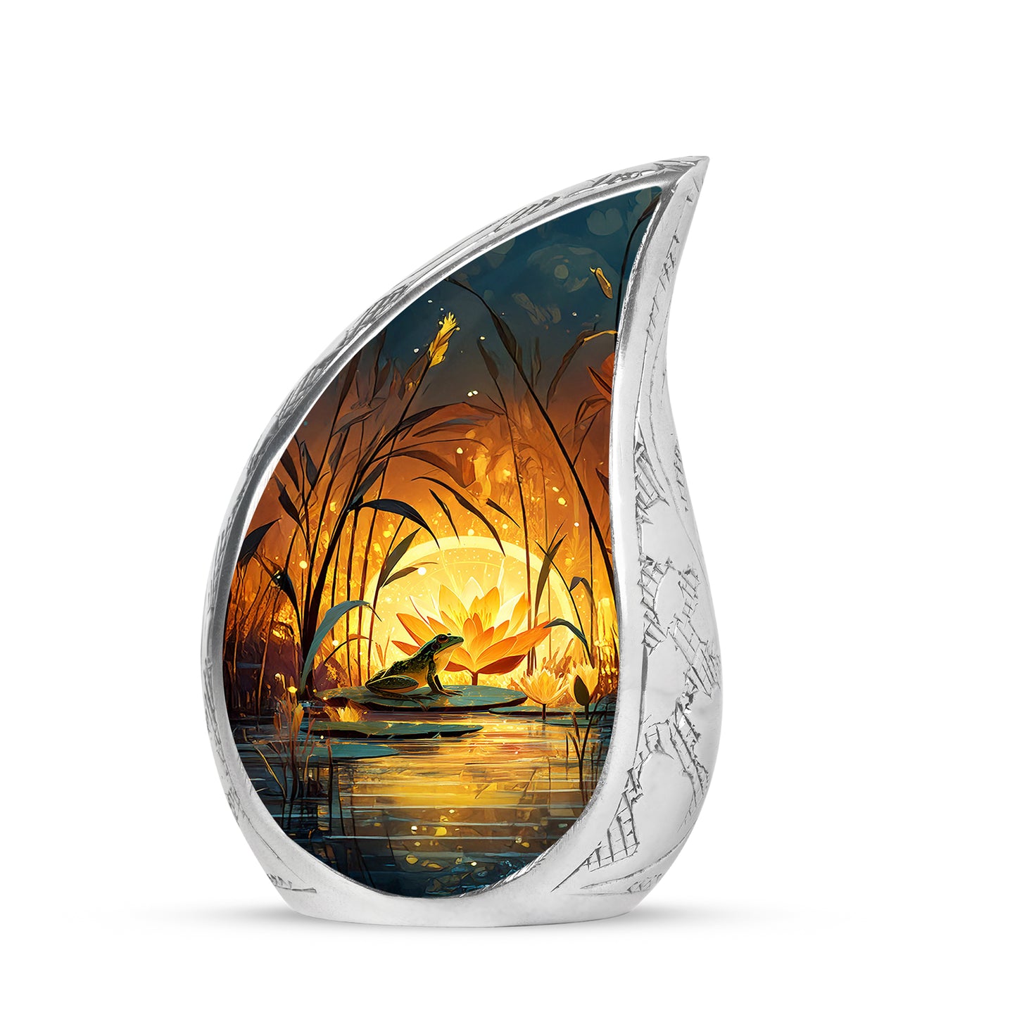 Gold Frog Cremation Urns - Opulent Embrace 10-inch, 200 cu in - Yatskia