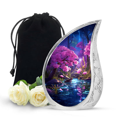 Dusty Pink Frog Cremation Urn front view showing detailed design - graceful tear-shaped urn with frog motif - full-size 10 inch 200 cubic inch adult cremation urn