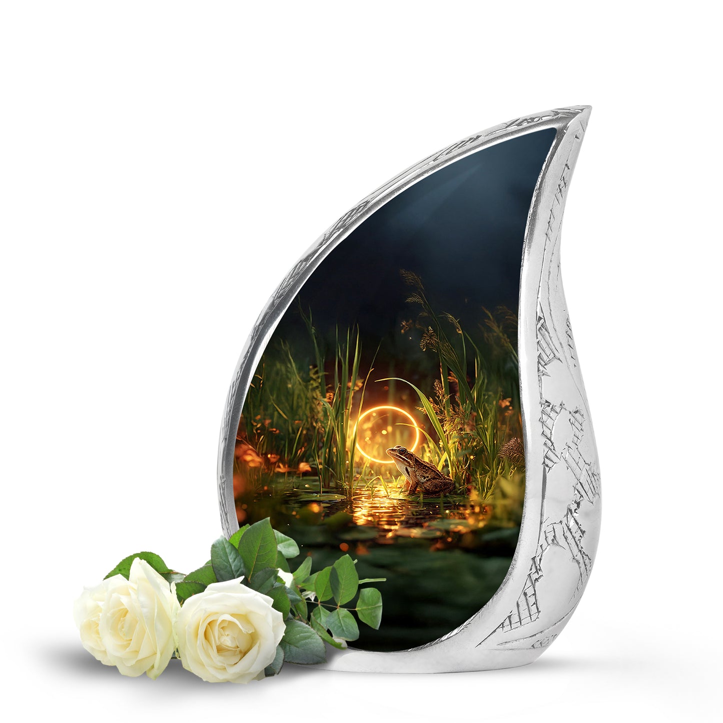 Personalized Frog Cremation Urns - Pristine Gold 10-inch, 200 cu in - Yatskia