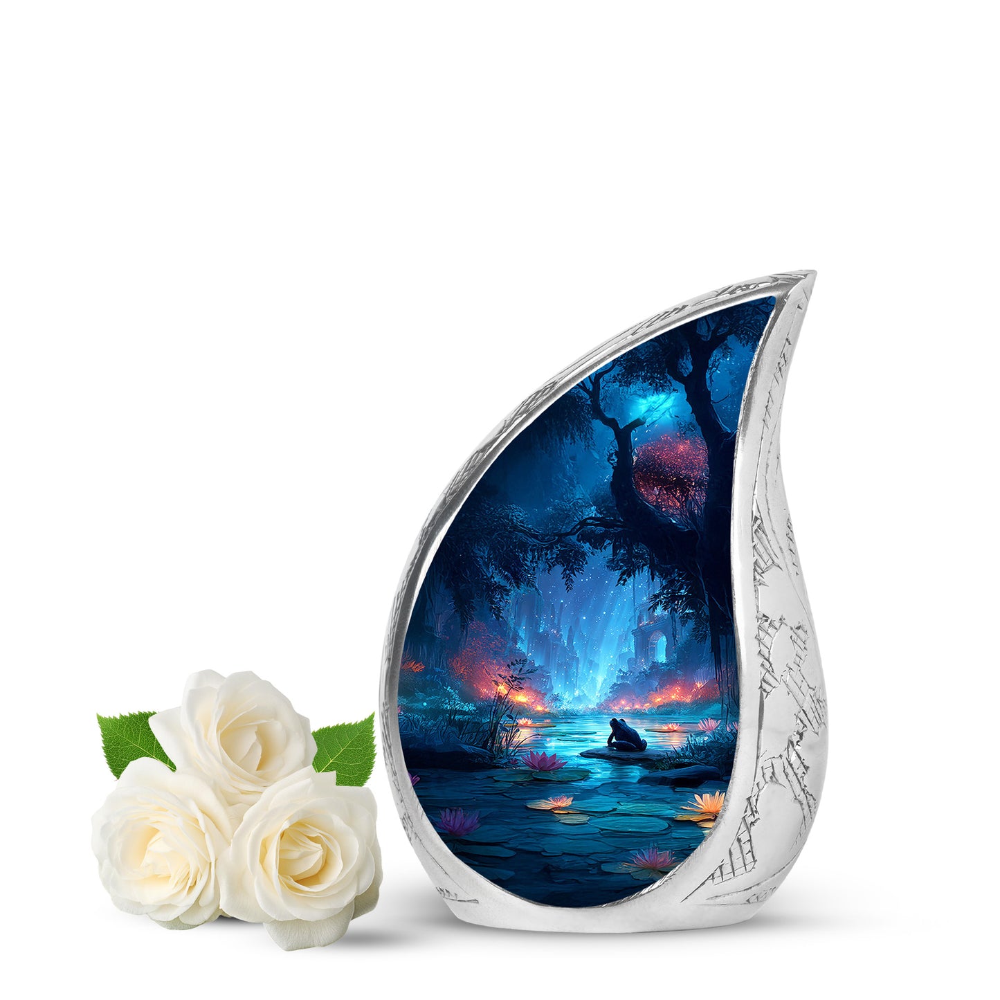 Personalized Seraphic Frog Cremation Urns - Blue 10-inch, 200 cu in - Yatskia