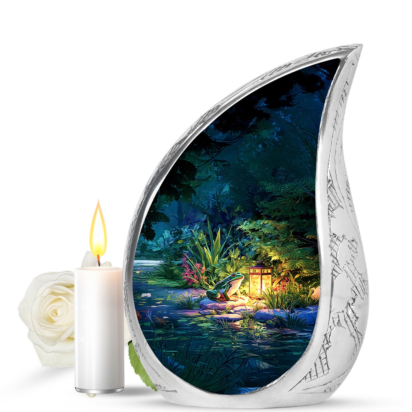 Blue Sacred Frog Cremation Urns for Human Ashes - 10-inch, 200 cu in - Yatskia