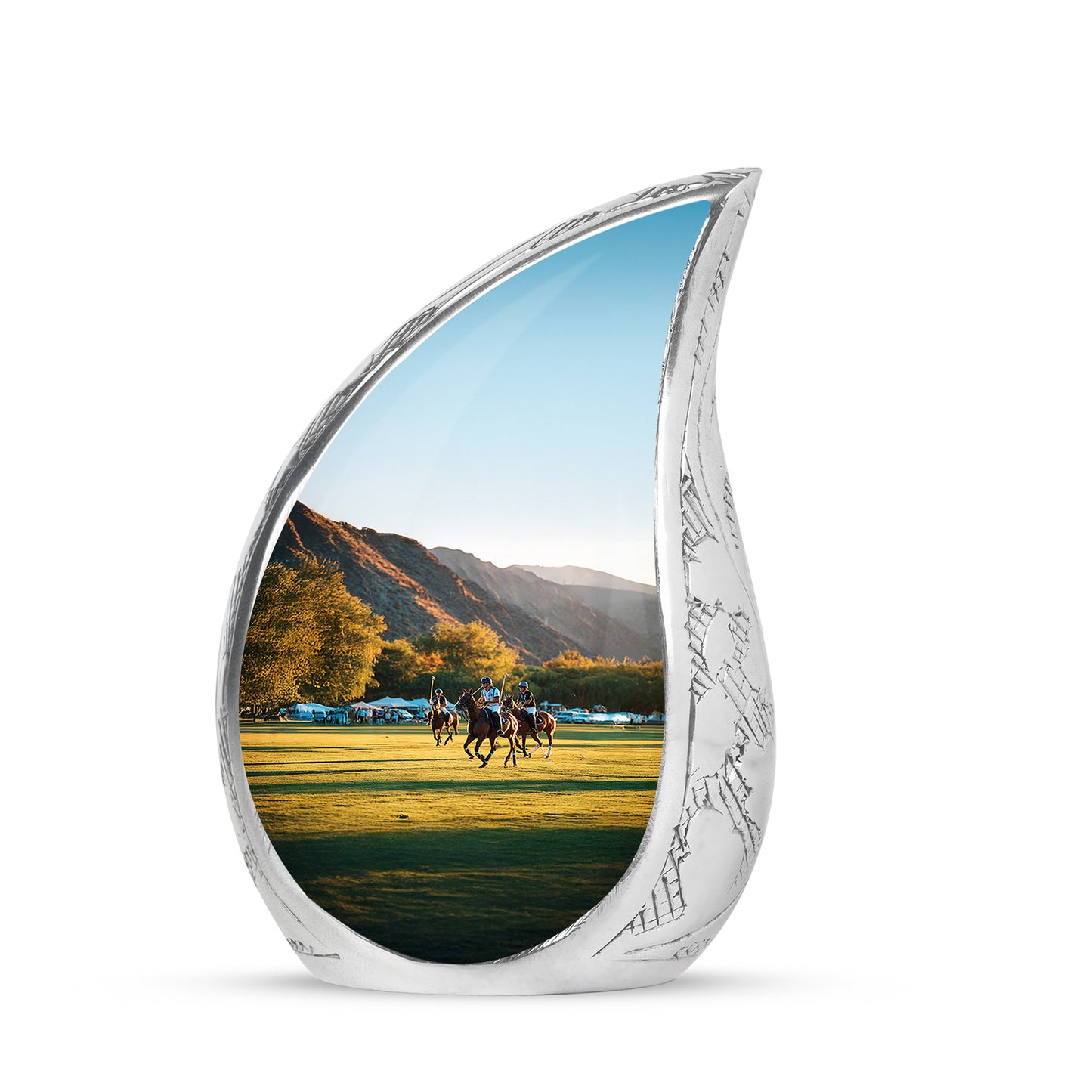 Silver Horse Polo Cremation Urns - Glorious Comfort 10-inch, 200 cu in - Yatskia