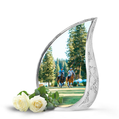 Green Exquisite Horse Polo Memorial Urn for Ashes - 10-inch, 200 cu in - Yatskia