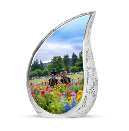 Personalized Seraphic Horse Polo Cremation Urns - Gray 10-inch, 200 cu in - Yatskia