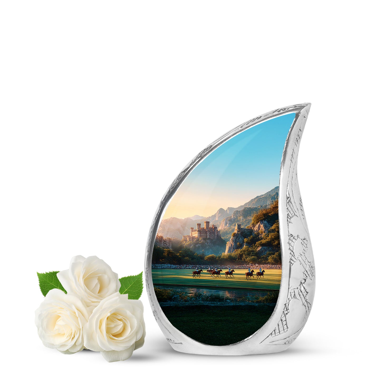 Regal Horse Polo Memorial Cremation Urns - Gold 10-inch, 200 cu in - Yatskia