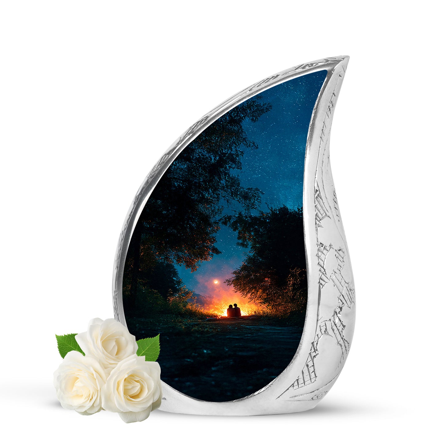 Teal Stately Campfire Cremation Urns for Human Ashes - 10-inch, 200 cu in - Yatskia