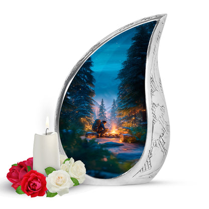 Resplendent Blue Campfire Cremation Urn for Ashes - 10-inch, 200 cu in - Yatskia