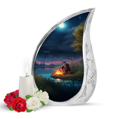 Personalized Blue Campfire Cremation Urns for Ashes - Majestic 10-inch - Yatskia