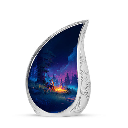 Blue Exquisite Campfire Memorial Urn for Ashes - 10-inch, 200 cu in - Yatskia