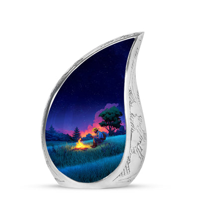 Personalized Eternal Campfire Cremation Urns - Blue 10-inch, 200 cu in - Yatskia