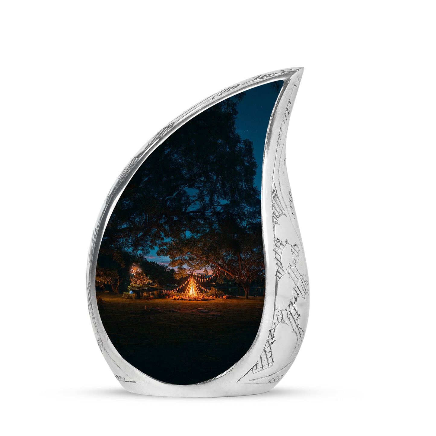 Blue Comforting Campfire Memorial Urn for Ashes - 10-inch, 200 cu in - Yatskia