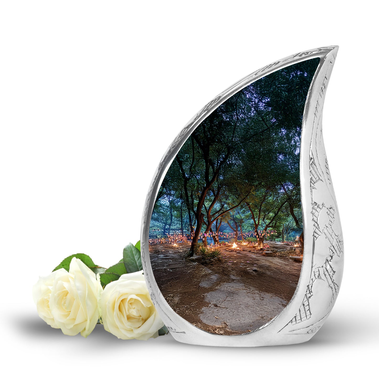 Personalized Black Steadfast Campfire Cremation Urns for Human Ashes - 10-inch, 200 cu in - Yatskia