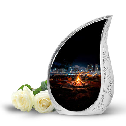 Black Stately Campfire Cremation Urns for Human Ashes - 10-inch, 200 cu in - Yatskia