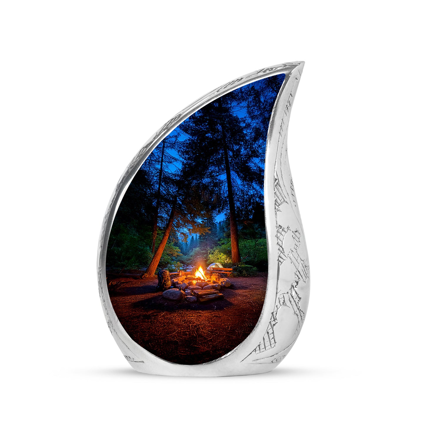 Graceful Blue Campfire Embrace Urn for Human Ashes - 10-inch, 200 cu in - Yatskia