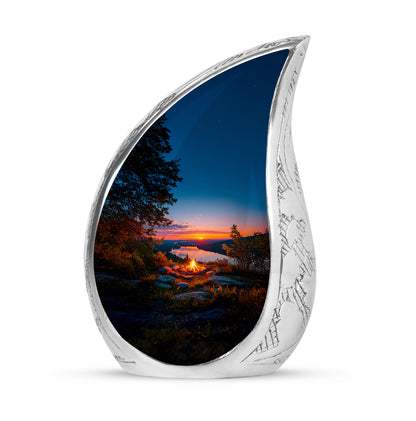 Blue Campfire Farewell Cremation Urns for Human Ashes - 10-inch, 200 cu in - Yatskia