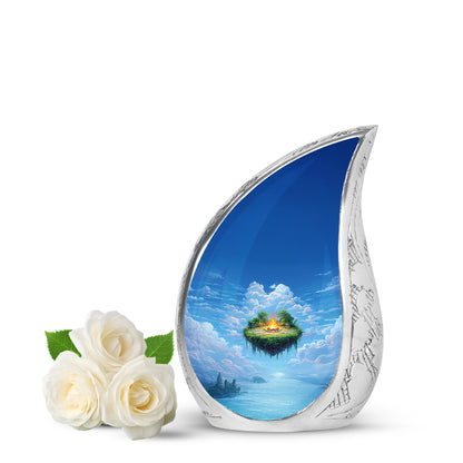 Blue Venerable Campfire Cremation Urns for Human Ashes - 10-inch, 200 cu in - Yatskia